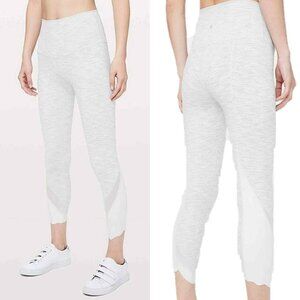 Lululemon Gray Wunder Under Scalloped Hem High Rise Crop 23” Leggings Size 6/8
